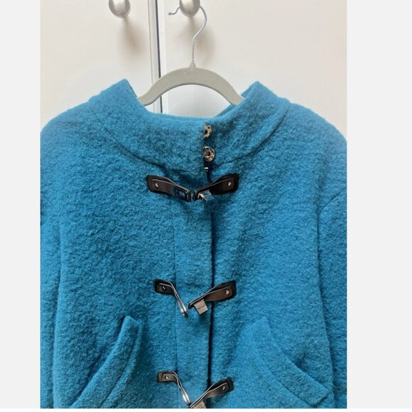 NWOT Anthropologie Leifsdottir Teal Wool Blend Cropped Jacket, Size 6 - Picture 3 of 12